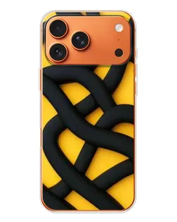 Чехол для iPhone 17 Pro Max с картинкой «Черное желтое переплетение» Чехол для iPhone 17 Pro Max с картинкой «Черное желтое переплетение»