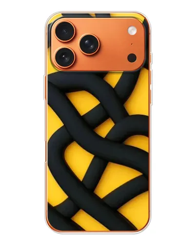 Чехол для iPhone 17 Pro Max с картинкой «Черное желтое переплетение»