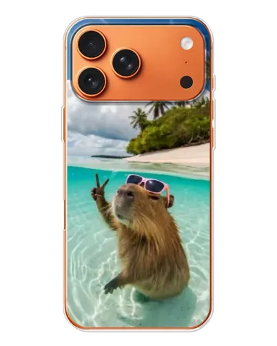 Чехол для iPhone 17 Pro Max с картинкой «Капибара на море»