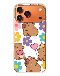Чехол для iPhone 17 Pro Max с картинкой «Цветочный паттерн капибар»