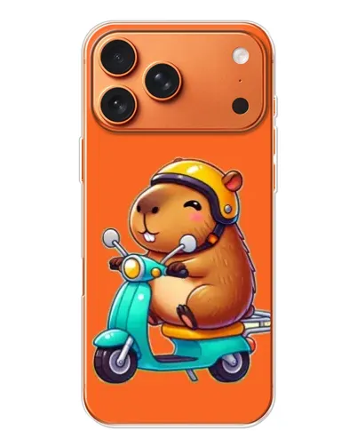 Чехол для iPhone 17 Pro Max с картинкой «Капибара на скутере»