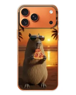 Чехол для iPhone 17 Pro Max с картинкой «Капибара с пиццей»