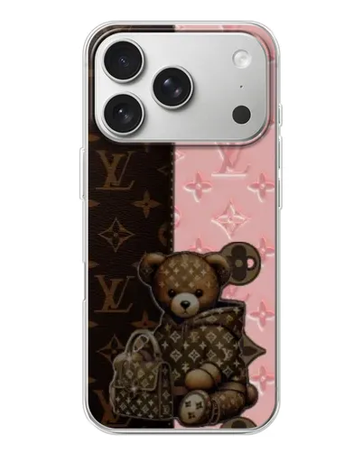 Чехол для iPhone 17 Pro с картинкой «Мишка в стиле LV»