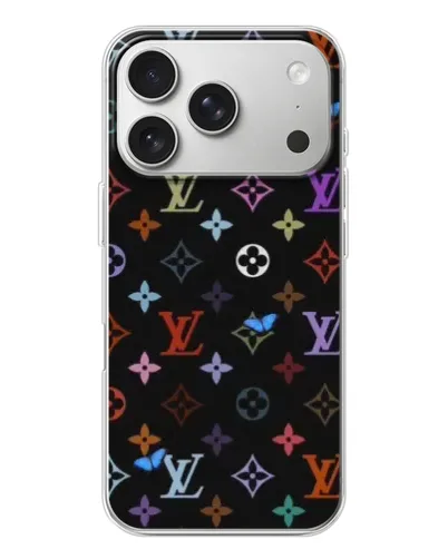 Чехол для iPhone 17 Pro с картинкой «Цветная монограмма LV»