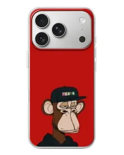 Чехол для iPhone 17 Pro с картинкой «Bored Ape — красный фон»