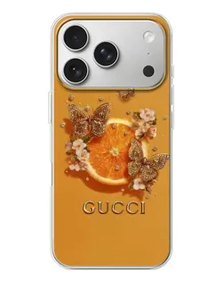 Чохол для iPhone 17 Pro з картинкою «Gucci — золоті метелики» Чохол для iPhone 17 Pro з картинкою «Gucci — золоті метелики»