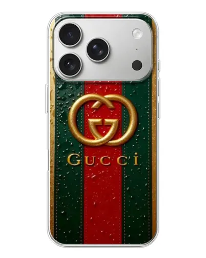 Чохол для iPhone 17 Pro з картинкою «Gucci — фірмова смуга та золото» Чохол для iPhone 17 Pro з картинкою «Gucci — фірмова смуга та золото»