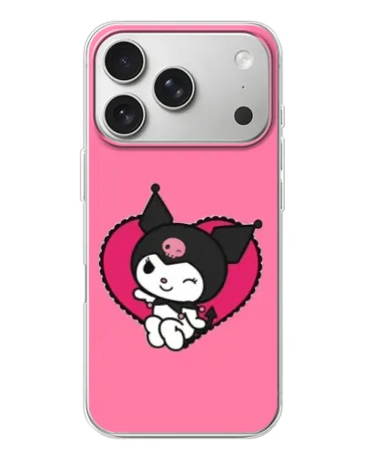 Чехол для iPhone 17 Pro с картинкой «Kuromi — любовь в сердце»