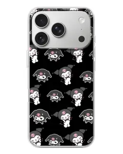 Чехол для iPhone 17 Pro с картинкой «Черный паттерн Kuromi»