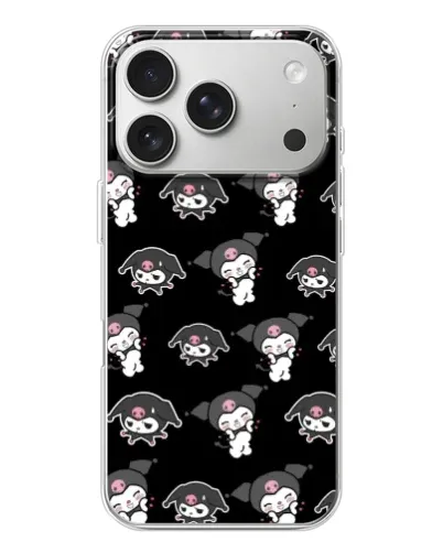 Чехол для iPhone 17 Pro с картинкой «Черный паттерн Kuromi»