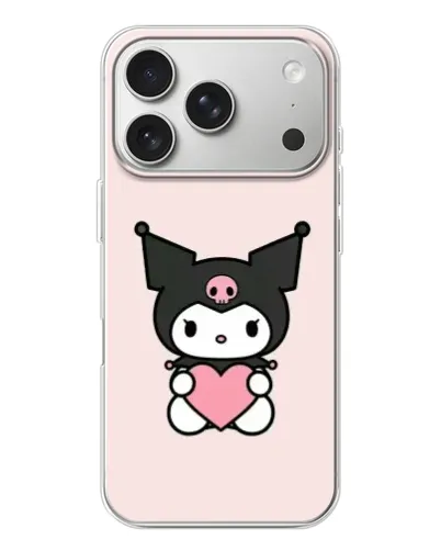 Чехол для iPhone 17 Pro с картинкой «Kuromi и сердце»