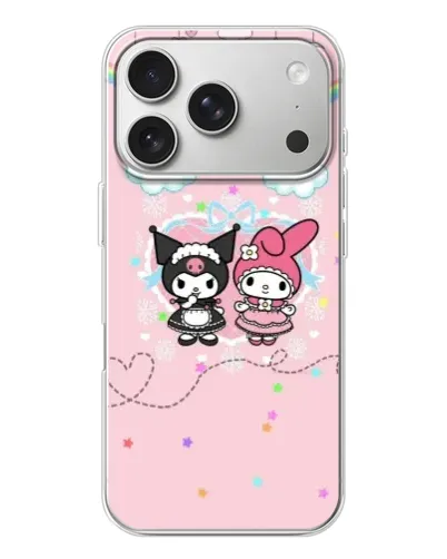 Чехол для iPhone 17 Pro с картинкой «My Melody и Kuromi»