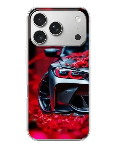 Чохол для iPhone 17 Pro з картинкою «Спортивна BMW та квіти»
