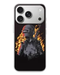 Чехол для iPhone 17 Pro с картинкой «PUBG — огненный силуэт»