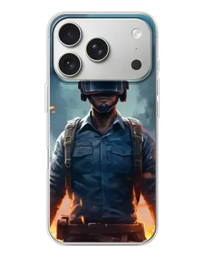 Чехол для iPhone 17 Pro с картинкой «PUBG — реалистичный герой»