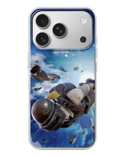 Чехол для iPhone 17 Pro с картинкой «Десант PUBG — прыжок»