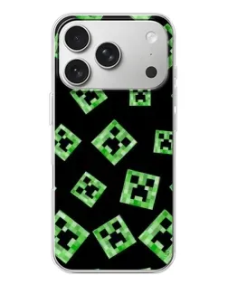 Чехол для iPhone 17 Pro с картинкой «Паттерн с криперами»