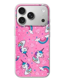 Чехол для iPhone 17 Pro с картинкой «Unicorn паттерн розовый»