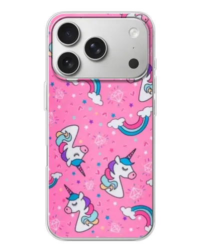 Чехол для iPhone 17 Pro с картинкой «Unicorn паттерн розовый» Чехол для iPhone 17 Pro с картинкой «Unicorn паттерн розовый»