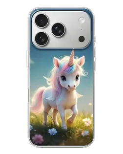 Чехол для iPhone 17 Pro с картинкой «Единорог на поляне»