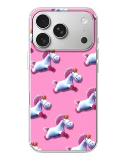 Чехол для iPhone 17 Pro с картинкой «Единороги на розовом»