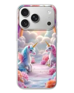 Чехол для iPhone 17 Pro с картинкой «Радуга и единороги»