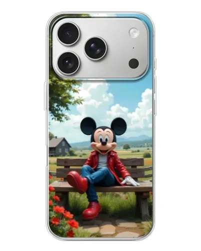 Чехол для iPhone 17 Pro с картинкой «Микки на скамейке»