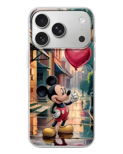 Чехол для iPhone 17 Pro с картинкой «Микки и шарик-сердце»