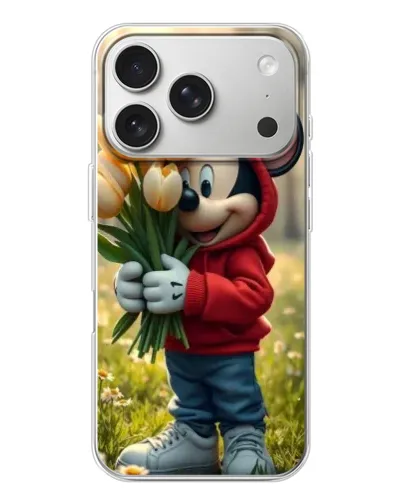 Чехол для iPhone 17 Pro с картинкой «Микки с тюльпанами»