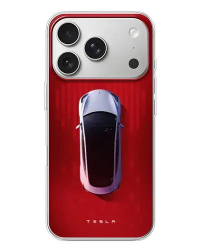 Чехол для iPhone 17 Pro с картинкой «Tesla Top View»
