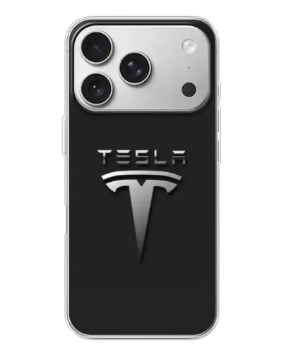Чехол для iPhone 17 Pro с картинкой «Стальной логотип Tesla»
