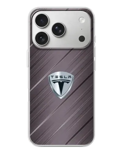 Чехол для iPhone 17 Pro с картинкой «Металлическая текстура Tesla»
