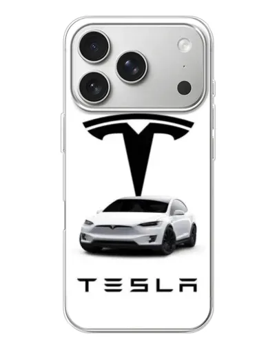 Чехол для iPhone 17 Pro с картинкой «Tesla White Style»