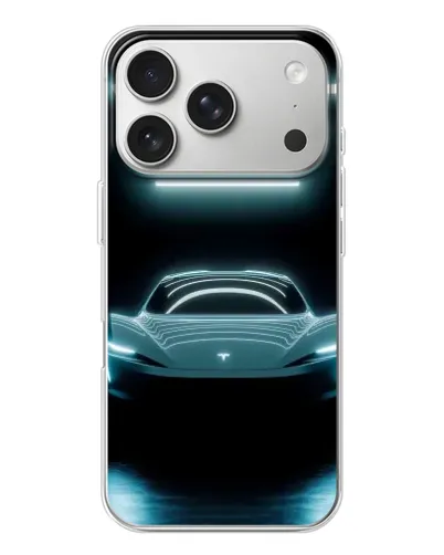 Чехол для iPhone 17 Pro с картинкой «Tesla в неоне»
