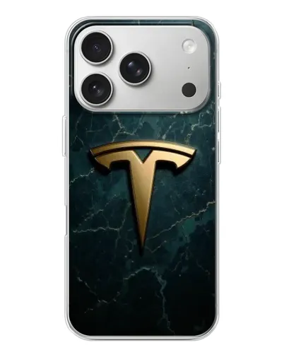 Чехол для iPhone 17 Pro с картинкой «Мраморная Tesla Gold»