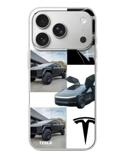 Чехол для iPhone 17 Pro с картинкой «Коллаж Cybertruck Tesla»