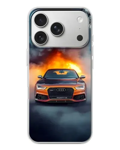 Чехол для iPhone 17 Pro с картинкой «Audi в огненном дыму»