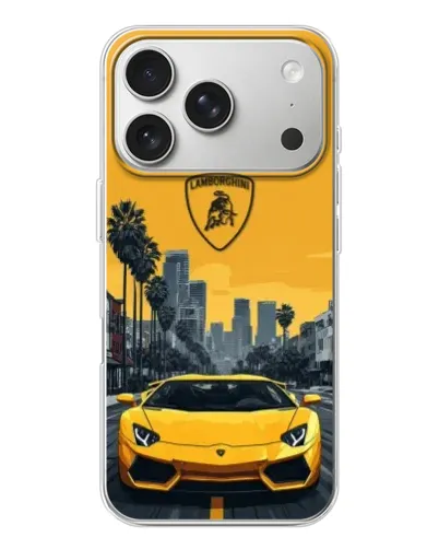 Чохол для iPhone 17 Pro з картинкою «Жовтий Lamborghini місто»