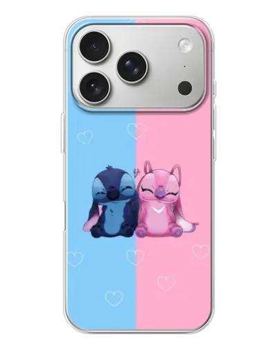 Чехол для iPhone 17 Pro с картинкой «Stitch и Angel Love»