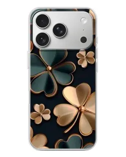 Чехол для iPhone 17 Pro с картинкой «Клевер в золоте»