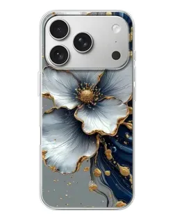 Чехол для iPhone 17 Pro с картинкой «Белый цветок и золотой флюид»