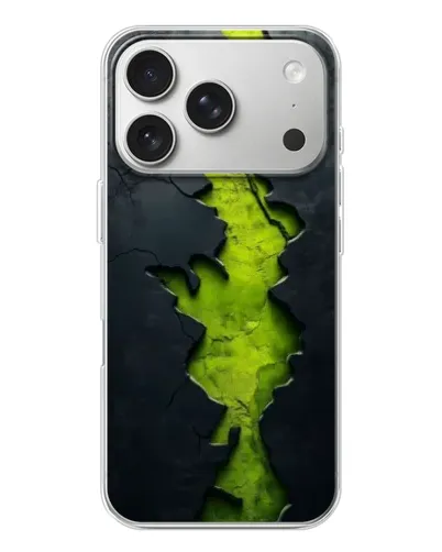 Чехол для iPhone 17 Pro с картинкой «Салатовый разлом скалы»