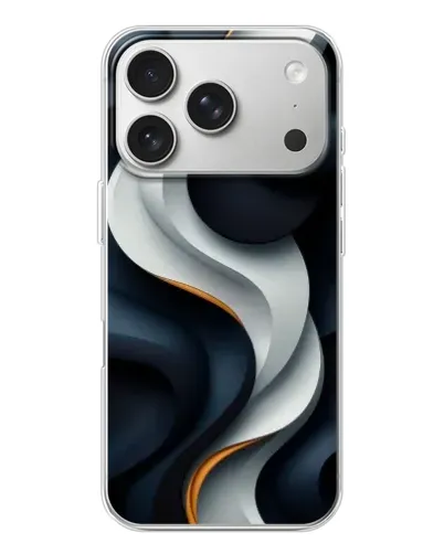 Чехол для iPhone 17 Pro с картинкой «Объемные черно-белые ленты»