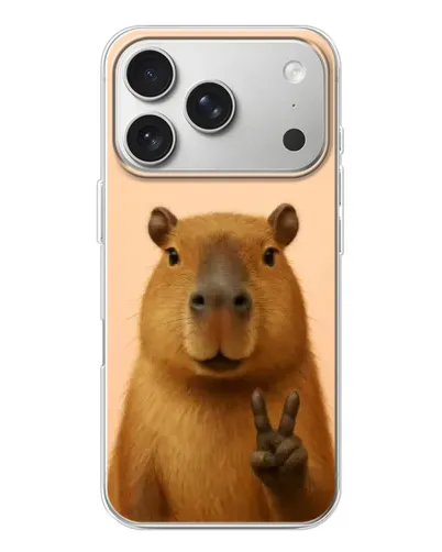 Чехол для iPhone 17 Pro с картинкой «Капибара виктория»