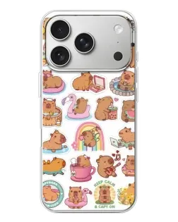 Чехол для iPhone 17 Pro с картинкой «Капибары набор»