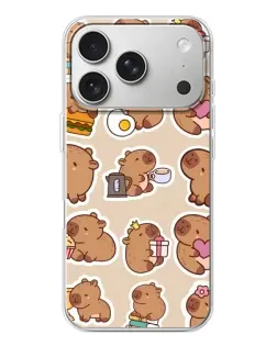 Чехол для iPhone 17 Pro с картинкой «Капибары паттерн»