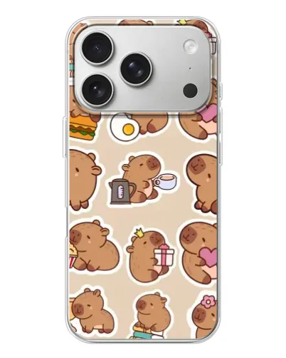Чехол для iPhone 17 Pro с картинкой «Капибары паттерн»