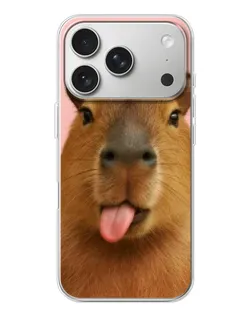 Чехол для iPhone 17 Pro с картинкой «Капибара с языком»
