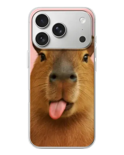 Чехол для iPhone 17 Pro с картинкой «Капибара с языком»
