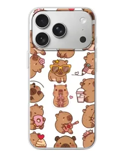 Чехол для iPhone 17 Pro с картинкой «Стикерпак с капибарами»